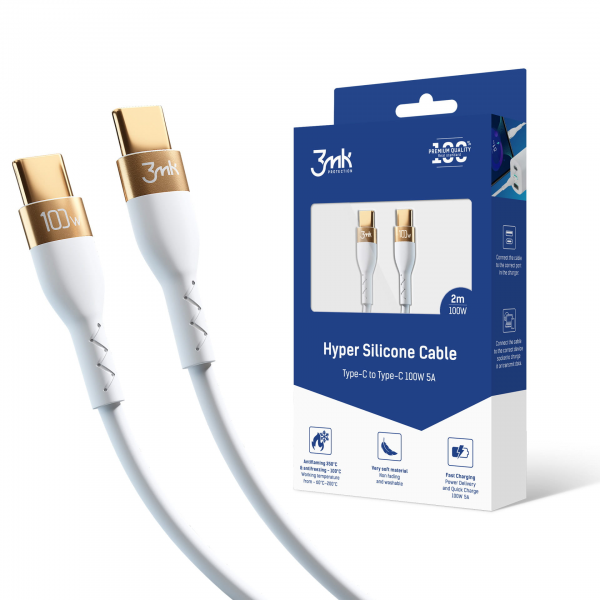 3mk Hyper Silicone Cable 100W 2m USB-C to U... | Klikk Malta