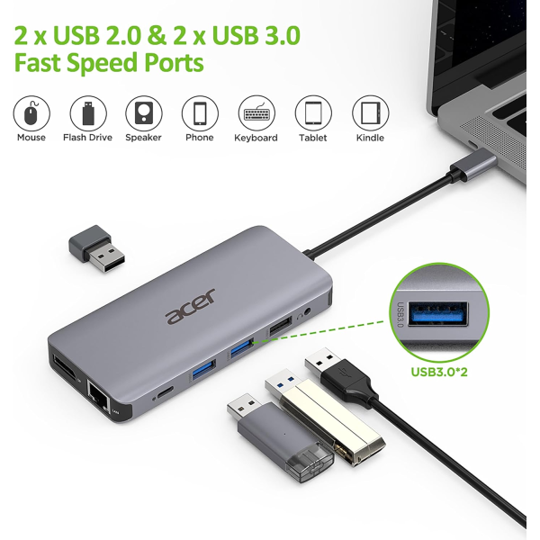 Acer 12-in-1 USB-C Docking Station (DP, 2xH... | Klikk Malta