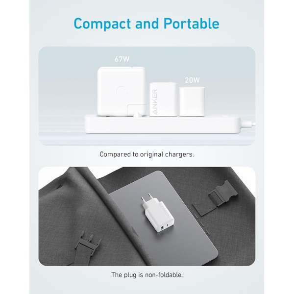 Anker 312 20W USB-C USB-A Power Adapter White | Klikk Malta