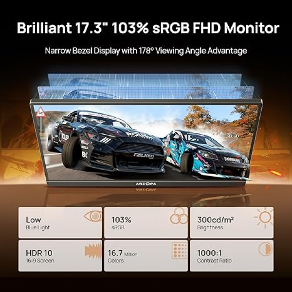 Arzopa A1 M 17.3 inch Portable Monitor | Klikk Malta