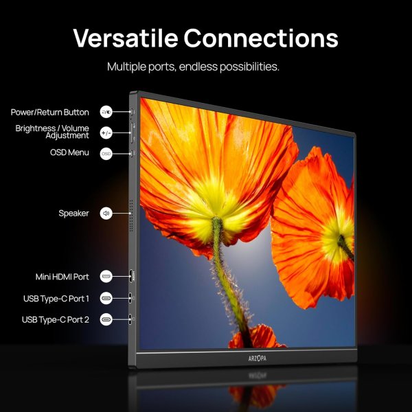 Arzopa Z1RC 16.0 inch QHD Portable Monitor | Klikk Malta