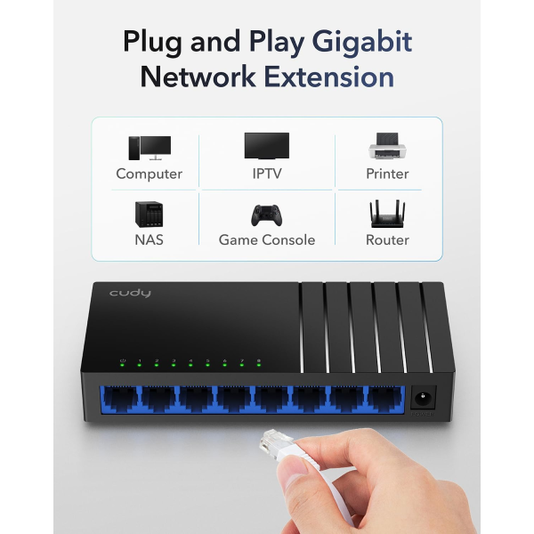 Cudy GS108D 8-port Gigabit Network Switch | Klikk Malta