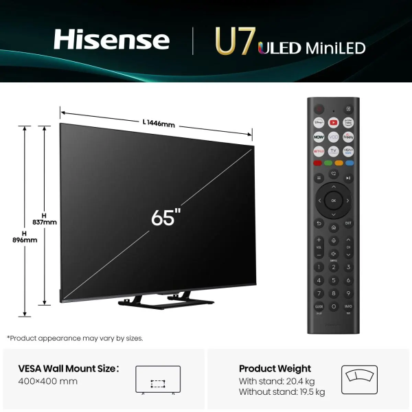 Hisense 65U7Q 65 inch UHD MiniLED Smart Tel... | Klikk Malta