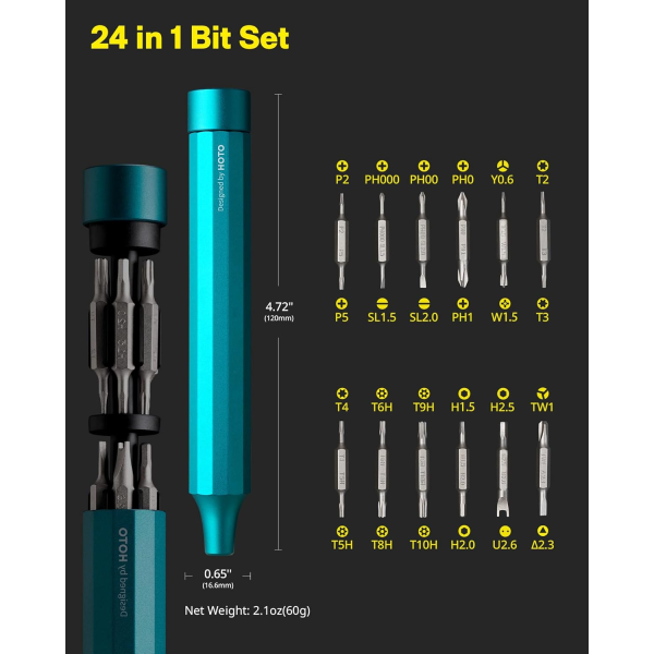 HOTO 24-in-1 Precision Screwdriver Green (2... | Klikk Malta