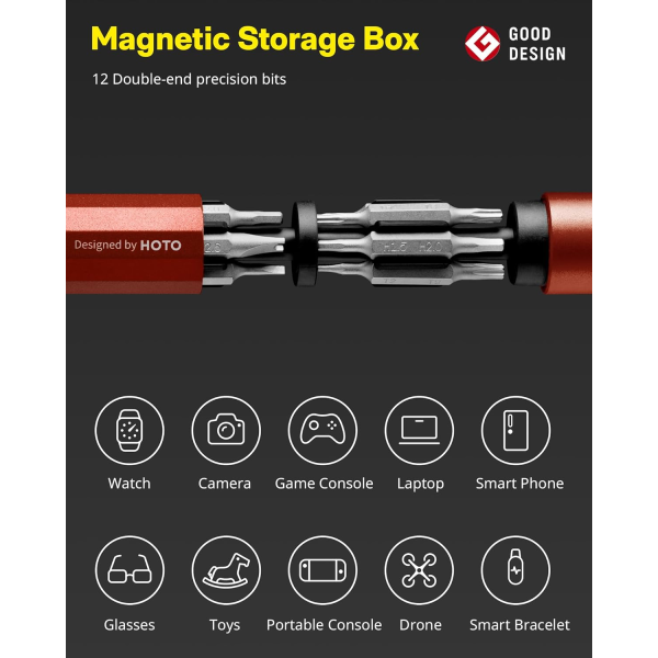 HOTO 24-in-1 Precision Screwdriver Red (24pcs) | Klikk Malta