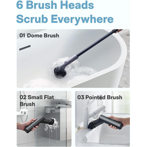 HOTO Electric Spin Scrubber Grey-Black (6pcs) | Klikk Malta