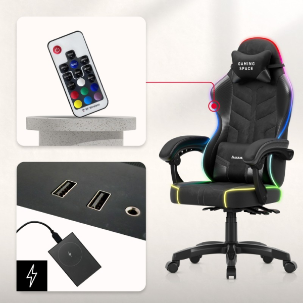 Huzaro Force 2.7 RGB Velour Gaming Chair Black | Klikk Malta