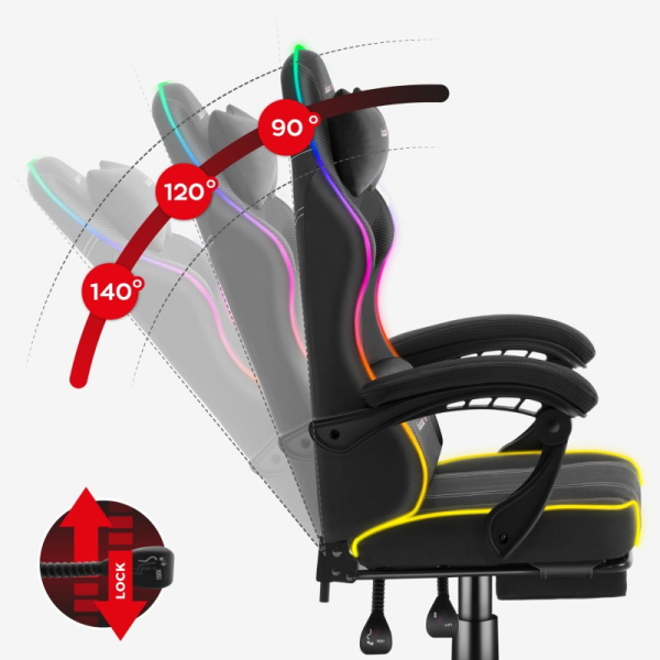 Huzaro Force 3.7 RGB Gaming Chair Black | Klikk Malta