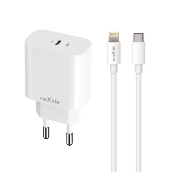 Maxlife PD QC Charger 1x USB-C 20W white + ... | Klikk Malta