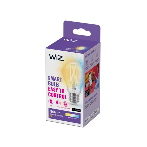 Philips WiZ A60 60W E27 ClearGlass Tunable ... | Klikk Malta