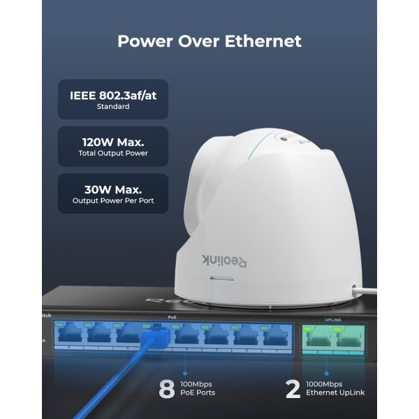 Reolink RLA-PS1 10-port (8-p PoE, 2-p Gbit)... | Klikk Malta
