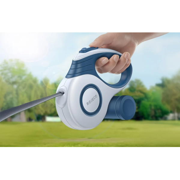 Rojeco 5M Automatic Retractable Dog Leash Blue | Klikk Malta