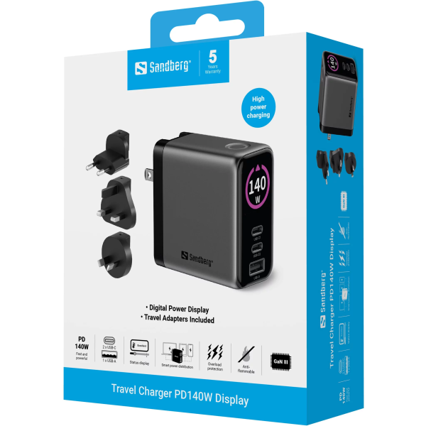 Sandberg 140W Travel PD Wall Charger with D... | Klikk Malta