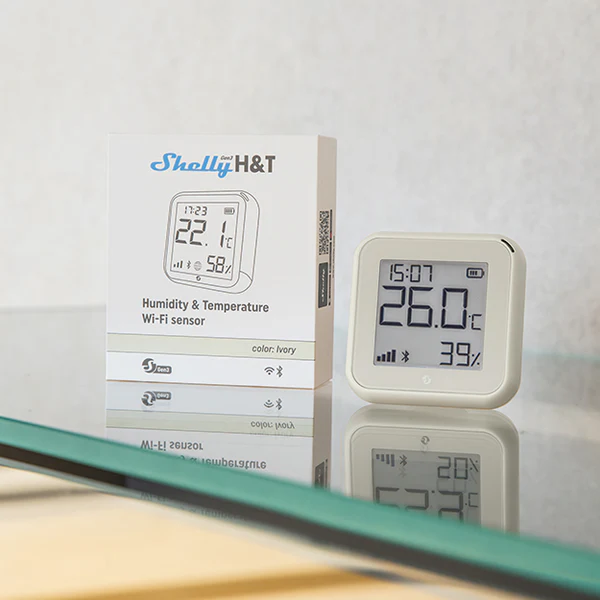 Shelly H&T Gen 3 Smart Sensor w/Display Ivory | Klikk Malta