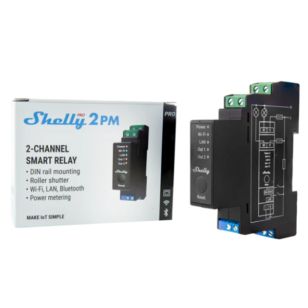 Shelly Pro 2PM 2-channel DIN Smart Switch w... | Klikk Malta