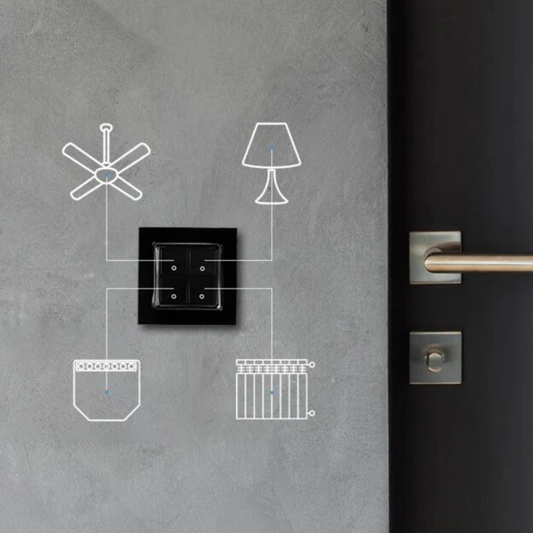 Shelly Smart Wall Switch 4-gang Black | Klikk Malta