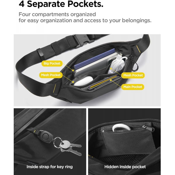 Spigen Klasden KD411 Waist Bag Black | Klikk Malta