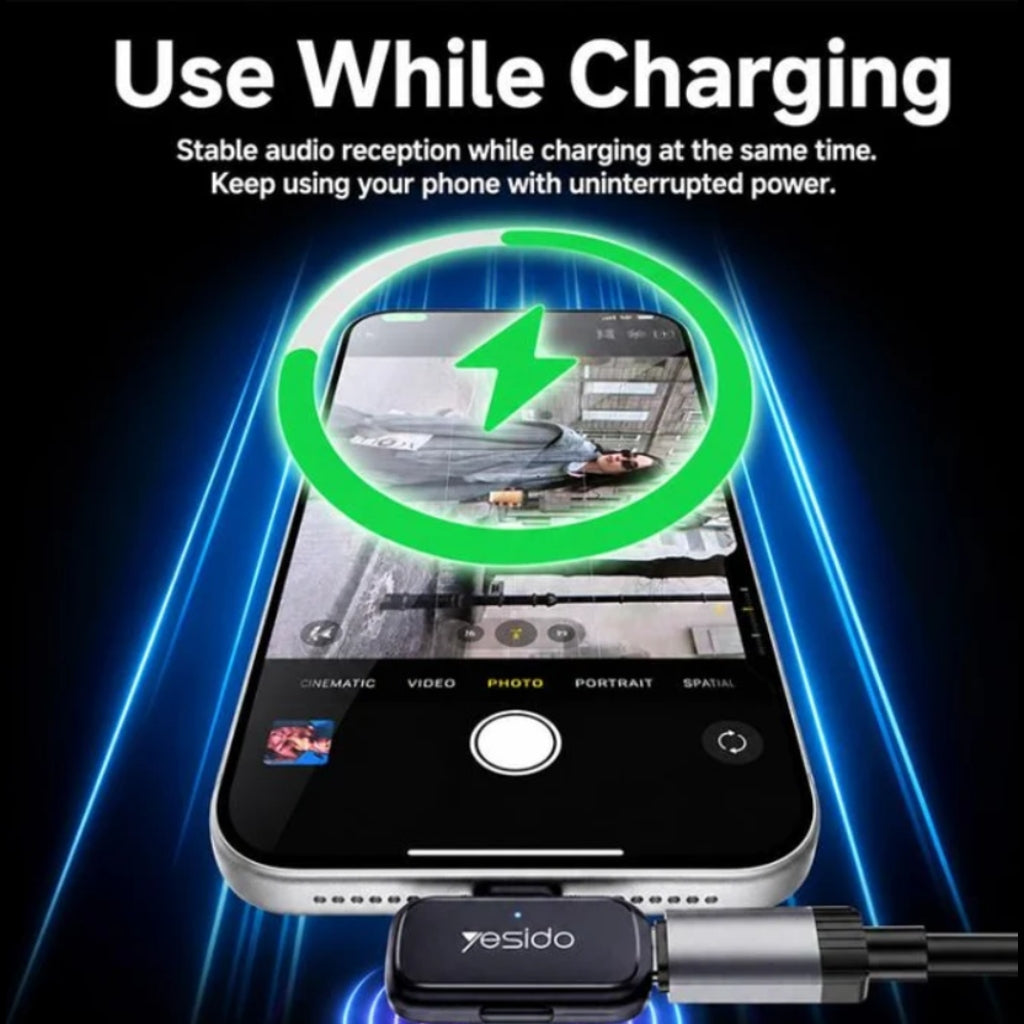 Yesido KR31 2-in-1 Lavalier USB-C Noise-cancelling Microphone with Charging Case