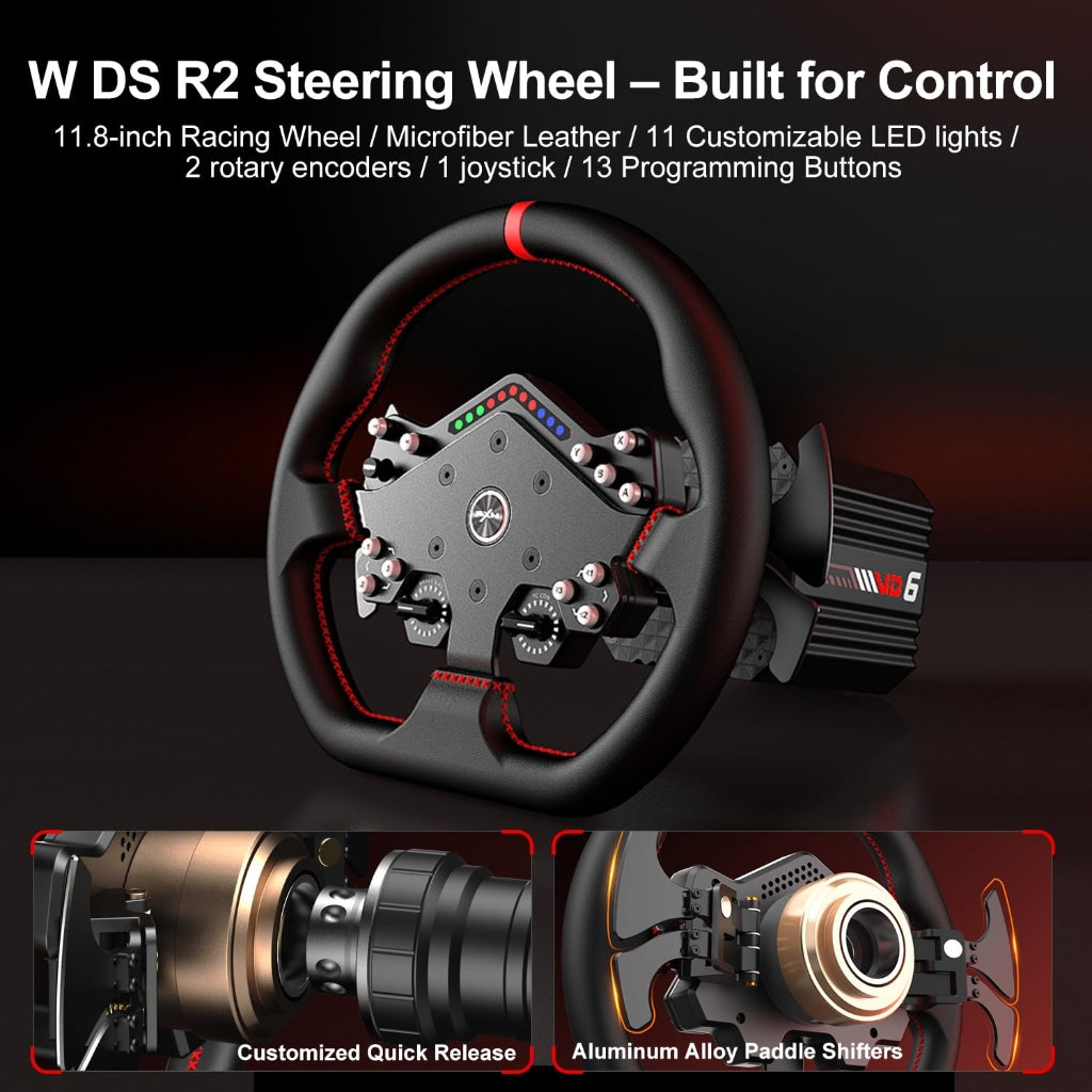 PXN VD6 Racing Wheel+Base+Pedals+Clamp Bundle