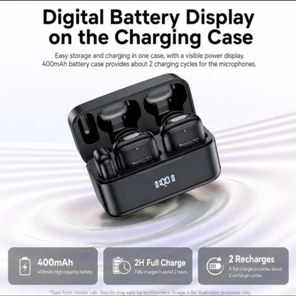 Yesido KR31 2-in-1 Lavalier USB-C Noise-cancelling Microphone with Charging Case