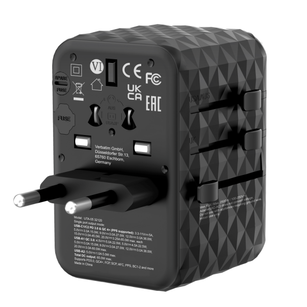 Verbatim UTA-05 GaN III 65W 4-port GaN Charger | Klikk Malta