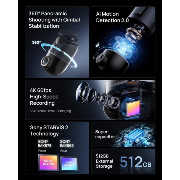 Xiaomi 70mai Dash Cam Omni X800 4K UHD 360°... | Klikk Malta