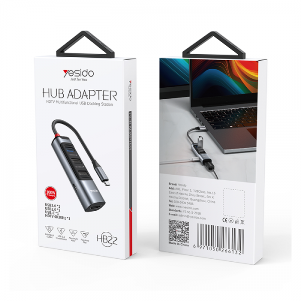Yesido 5-in-1 USB-C Hub HDMI, USB Type-C PD... | Klikk Malta