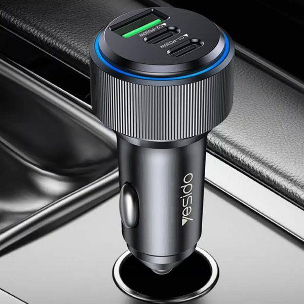 Yesido 60W USB Car Charger 2xUSB-C 1xUSB-A | Klikk Malta