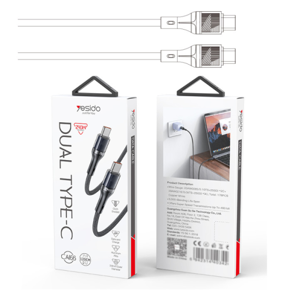 Yesido CA166 USB-C Cable 1m 240W | Klikk Malta