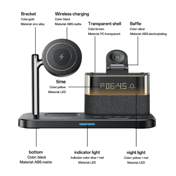 Yesido DS37 6-in-1 Wireless Charging Dock 25W | Klikk Malta
