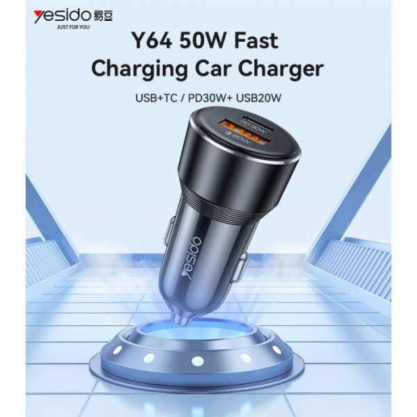 Yesido Y64 2-port USB Car Charger 50W (USB-... | Klikk Malta