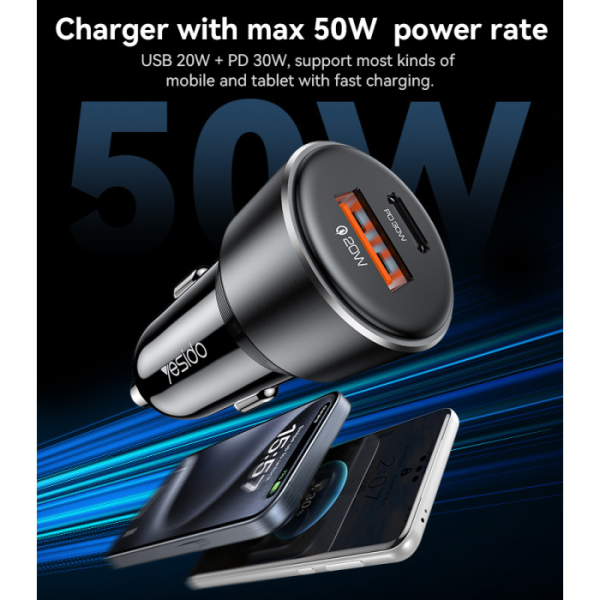 Yesido Y64 2-port USB Car Charger 50W (USB-... | Klikk Malta