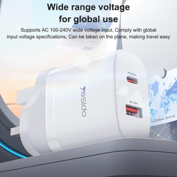 Yesido YC152 20W Wall Charger White UK (USB... | Klikk Malta