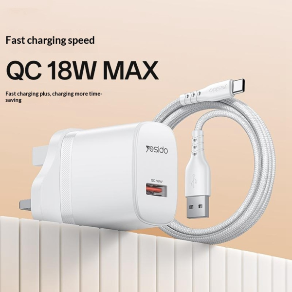 Yesido YC157 18W USB Wall Charger USB-A UK ... | Klikk Malta