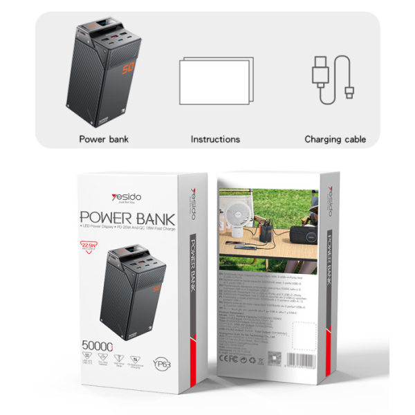 Yesido YP63 50000mAh 22.5W Powerbank | Klikk Malta
