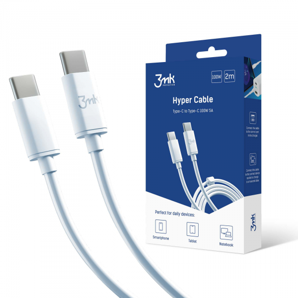 3mk Hyper Cable 100W 2m USB-C to USB-C Cable | Klikk Malta