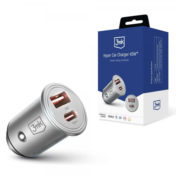 3mk 45W Hyper 2-Port USB Car Charger | Klikk Malta