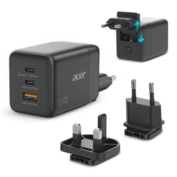 Acer 100W GaN Wall Charger (2xUSB-C 1xUSB-A... | Klikk Malta