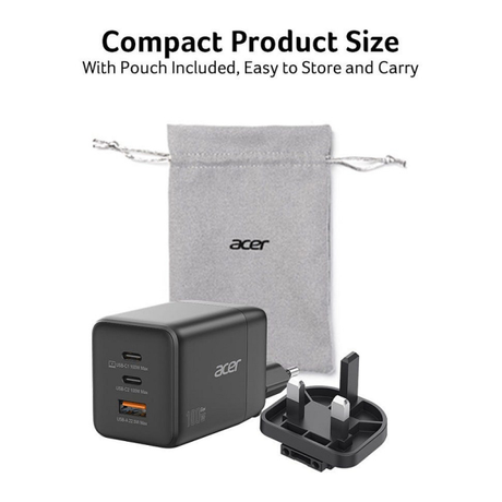 Acer 100W GaN Wall Charger (2xUSB-C 1xUSB-A... | Klikk Malta