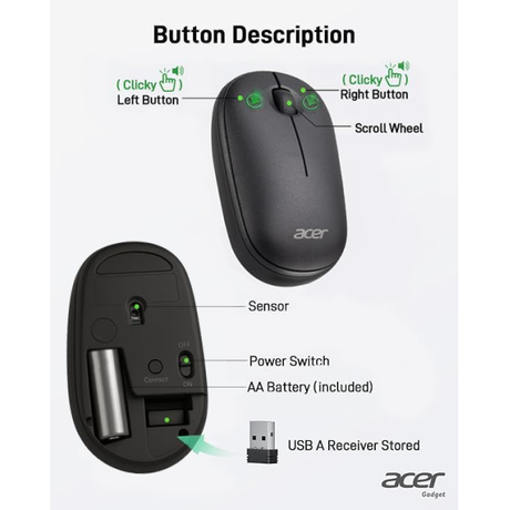 Acer AMR100 Wireless Bubble Mouse Black | Klikk Malta