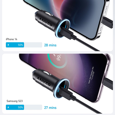 Anker 323 52.5W USB-C USB-A Car Charger | Klikk Malta