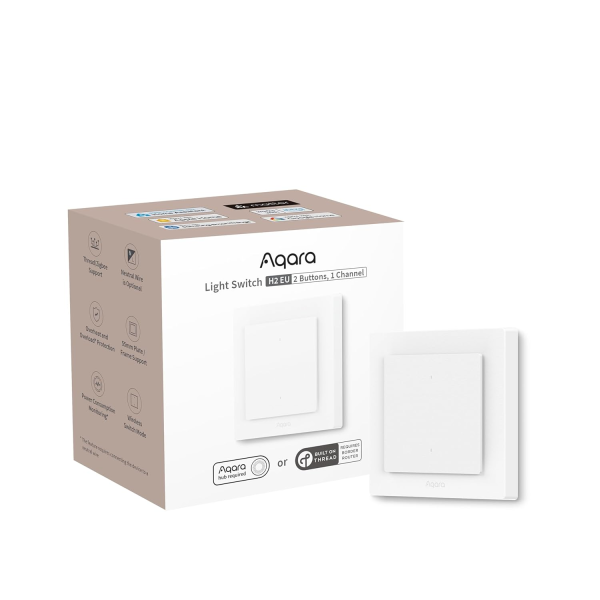 Aqara Light Switch H2 2-button 1-channel White | Klikk Malta