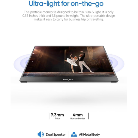Arzopa A1 15.6'' Portable Monitor | Klikk Malta