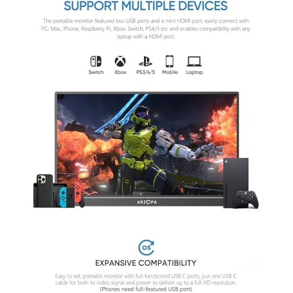 Arzopa A1 15.6'' Portable Monitor | Klikk Malta
