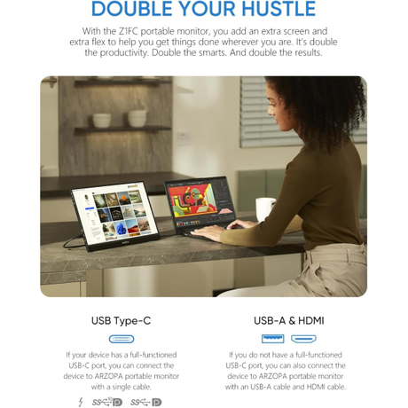 Arzopa Z1FC 16.1 inch Portable Monitor | Klikk Malta