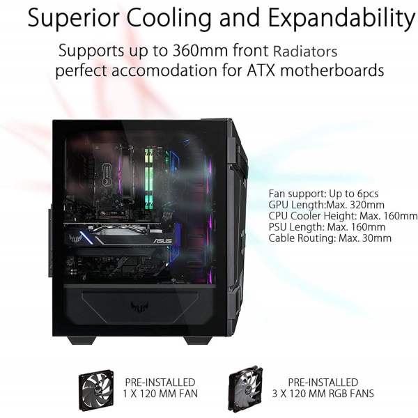 ASUS TUF Gaming GT301 ARGB Computer Case Black | Klikk Malta