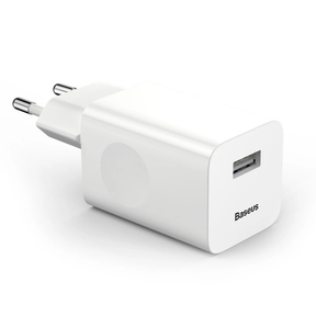 Baseus 24W Charger 3A USB-A EU Plug White | Klikk Malta
