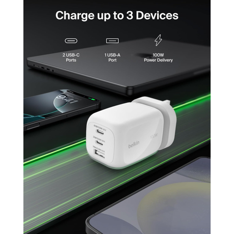Belkin BoostCharge Pro 3-port GaN Charger 1... | Klikk Malta