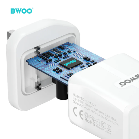 BWOO 20W + QC 18W Dual USB-C Wall Charger | Klikk Malta