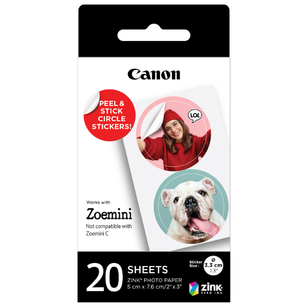 Canon Zink Photo Paper x20 (Round Stickers) | Klikk Malta